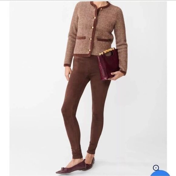 J. McLaughlin Lori Faux Suede Stretch Pull-On Legging Pants Brown L nwot - Picture 1 of 8